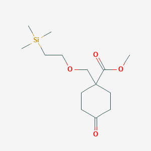 molecular formula C14H26O4Si B13594336 Methyl 4-oxo-1-{[2-(trimethylsilyl)ethoxy]methyl}cyclohexane-1-carboxylate 