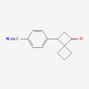 molecular formula C14H13NO B13594428 4-{3-Oxospiro[3.3]heptan-1-yl}benzonitrile 