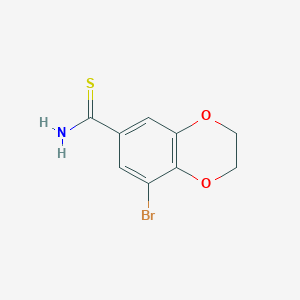 molecular formula C9H8BrNO2S B13594562 8-Bromo-2,3-dihydrobenzo[b][1,4]dioxine-6-carbothioamide 