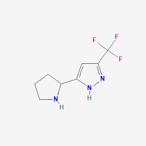 molecular formula C8H10F3N3 B13594572 3-(Pyrrolidin-2-YL)-5-(trifluoromethyl)-1H-pyrazole 