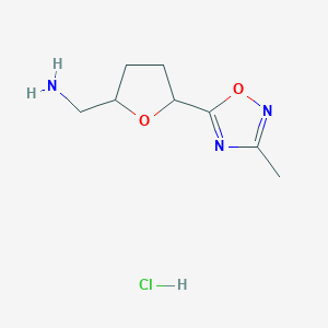 molecular formula C8H14ClN3O2 B13594882 [5-(3-Methyl-1,2,4-oxadiazol-5-yl)oxolan-2-yl]methanamine hydrochloride 