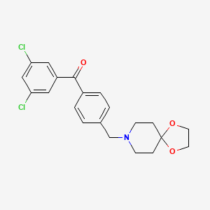 molecular formula C21H21Cl2NO3 B1359496 3,5-二氯-4'-[8-(1,4-二氧杂-8-氮杂螺[4.5]癸基)甲基]二苯甲酮 CAS No. 898758-40-2