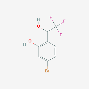 molecular formula C8H6BrF3O2 B13594964 5-Bromo-2-(2,2,2-trifluoro-1-hydroxyethyl)phenol 