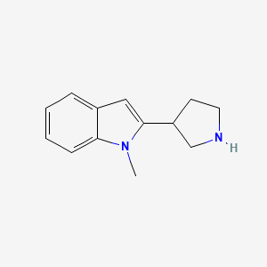 molecular formula C13H16N2 B13595058 1-methyl-2-(pyrrolidin-3-yl)-1H-indole 