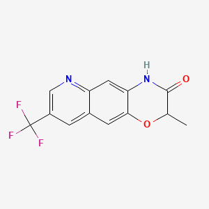 molecular formula C13H9F3N2O2 B13595233 2-methyl-8-(trifluoromethyl)-2H,3H,4H-[1,4]oxazino[2,3-g]quinolin-3-one 