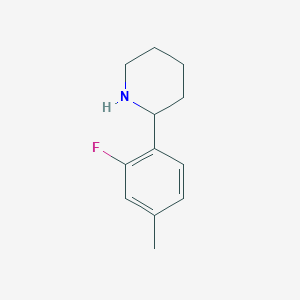 molecular formula C12H16FN B13595326 2-(2-Fluoro-4-methylphenyl)piperidine 