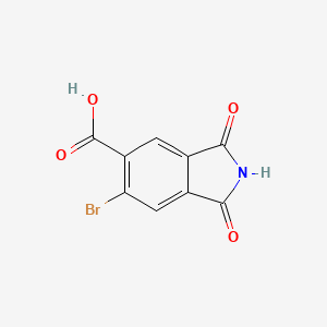 molecular formula C9H4BrNO4 B13595372 6-Bromo-1,3-dioxo-2,3-dihydro-1H-isoindole-5-carboxylic acid 