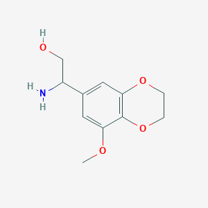 molecular formula C11H15NO4 B13595395 2-Amino-2-(8-methoxy-2,3-dihydro-1,4-benzodioxin-6-yl)ethan-1-ol 