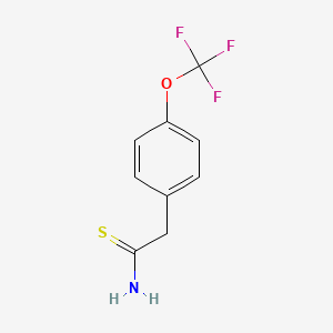 molecular formula C9H8F3NOS B13595468 2-[4-(Trifluoromethoxy)phenyl]ethanethioamide 