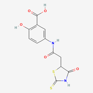 molecular formula C12H10N2O5S2 B1359552 2-羟基-5-{[(2-巯基-4-氧代-4,5-二氢-1,3-噻唑-5-基)乙酰]氨基}苯甲酸 CAS No. 1142207-15-5