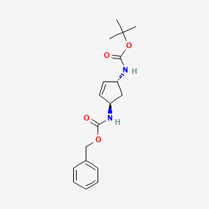 molecular formula C18H24N2O4 B13595659 Tert-butyl N-[(1R,4R)-4-(benzyloxycarbonylamino)cyclopent-2-EN-1-YL]carbamate 