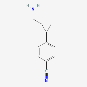 molecular formula C11H12N2 B13595684 4-(2-(Aminomethyl)cyclopropyl)benzonitrile 