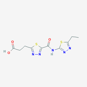 molecular formula C10H11N5O3S2 B1359577 3-(5-{[(5-Ethyl-1,3,4-thiadiazol-2-YL)amino]-carbonyl}-1,3,4-thiadiazol-2-YL)propanoic acid CAS No. 1142209-50-4