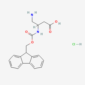 molecular formula C19H21ClN2O4 B13595795 4-amino-3-({[(9H-fluoren-9-yl)methoxy]carbonyl}amino)butanoicacidhydrochloride 