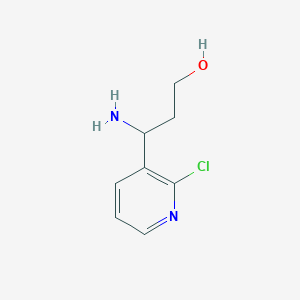 molecular formula C8H11ClN2O B13595975 3-Amino-3-(2-chloropyridin-3-yl)propan-1-ol 