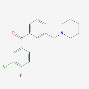 B1359607 3-Chloro-4-fluoro-3'-piperidinomethyl benzophenone CAS No. 898793-28-7