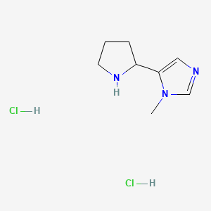 molecular formula C8H15Cl2N3 B13596074 1-methyl-5-(pyrrolidin-2-yl)-1H-imidazoledihydrochloride 