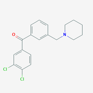 molecular formula C19H19Cl2NO B1359611 3,4-Dichloro-3'-piperidinomethyl benzophenone CAS No. 898793-54-9