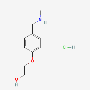 molecular formula C10H16ClNO2 B13596121 2-{4-[(Methylamino)methyl]phenoxy}ethan-1-olhydrochloride 