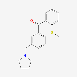molecular formula C19H21NOS B1359614 3'-Pyrrolidinomethyl-2-thiomethylbenzophenone CAS No. 898770-10-0