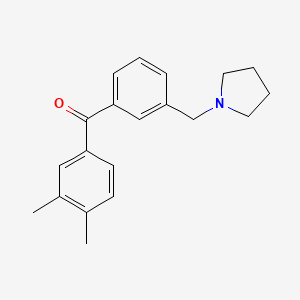 molecular formula C20H23NO B1359616 3,4-Dimethyl-3'-pyrrolidinomethyl benzophenone CAS No. 898770-46-2
