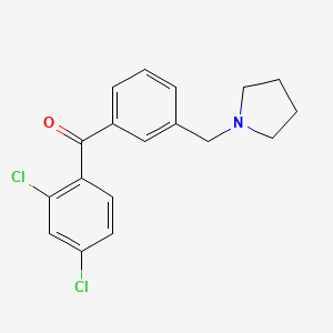 molecular formula C18H17Cl2NO B1359618 2,4-二氯-3'-吡咯烷甲基二苯甲酮 CAS No. 898770-78-0