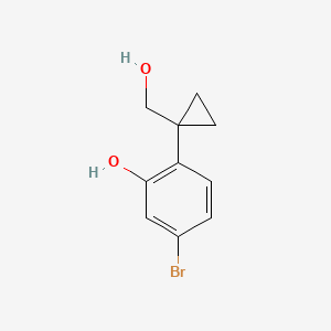 molecular formula C10H11BrO2 B13596185 5-Bromo-2-(1-(hydroxymethyl)cyclopropyl)phenol 