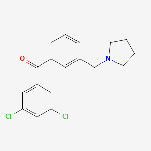 molecular formula C18H17Cl2NO B1359620 3,5-二氯-3'-吡咯烷甲基二苯甲酮 CAS No. 898770-84-8