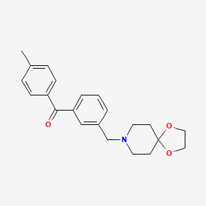 molecular formula C22H25NO3 B1359623 3-[1,4-二氧杂-8-氮杂螺[4.5]癸-8-基甲基]-4'-甲基二苯甲酮 CAS No. 898761-35-8
