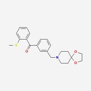 molecular formula C22H25NO3S B1359625 3'-[8-(1,4-二氧杂-8-氮杂螺[4.5]癸基)甲基]-2-硫代甲基苯甲酮 CAS No. 898761-65-4