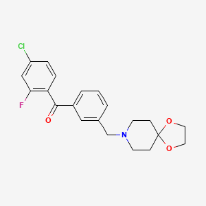 molecular formula C21H21ClFNO3 B1359629 4-氯-3'-[1,4-二氧杂-8-氮杂螺[4.5]癸-8-基甲基]-2-氟苯甲酮 CAS No. 898762-16-8