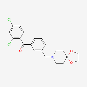 molecular formula C21H21Cl2NO3 B1359631 2,4-Dichloro-3'-[1,4-dioxa-8-azaspiro[4.5]decan-8-ylmethyl]benzophenone CAS No. 898762-22-6