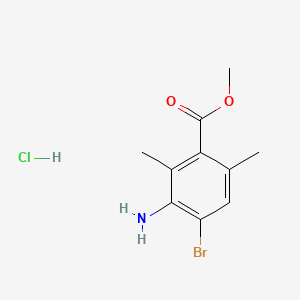 molecular formula C10H13BrClNO2 B13596335 Methyl 3-amino-4-bromo-2,6-dimethylbenzoate hydrochloride 