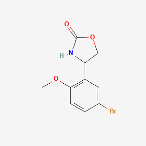 molecular formula C10H10BrNO3 B13596347 4-(5-Bromo-2-methoxyphenyl)oxazolidin-2-one 