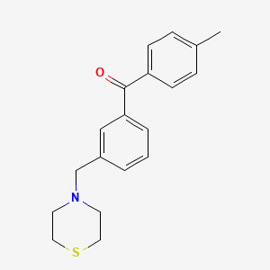 molecular formula C19H21NOS B1359636 4'-甲基-3-硫代吗啉甲基二苯甲酮 CAS No. 898762-76-0