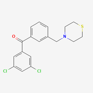 molecular formula C18H17Cl2NOS B1359642 3,5-Dichloro-3'-thiomorpholinomethyl benzophenone CAS No. 898787-90-1