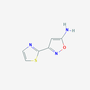 molecular formula C6H5N3OS B13596503 5-Amino-3-(2-thiazolyl)isoxazole 