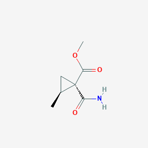 molecular formula C7H11NO3 B13596632 rac-methyl(1R,2S)-1-carbamoyl-2-methylcyclopropane-1-carboxylate 