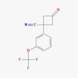 molecular formula C12H8F3NO2 B13596879 3-Oxo-1-[3-(trifluoromethoxy)phenyl]cyc lobutanecarbonitrile 