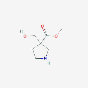 molecular formula C7H13NO3 B13596932 Methyl 3-(hydroxymethyl)pyrrolidine-3-carboxylate 