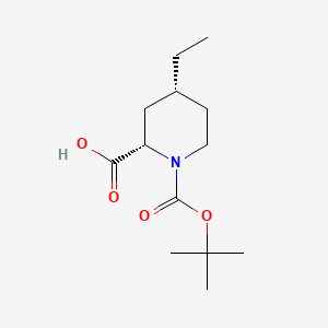 molecular formula C13H23NO4 B13596970 rac-(2R,4S)-1-[(tert-butoxy)carbonyl]-4-ethylpiperidine-2-carboxylic acid 