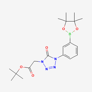 molecular formula C19H27BN4O5 B13596978 tert-Butyl 2-(5-oxo-4-(3-(4,4,5,5-tetramethyl-1,3,2-dioxaborolan-2-yl)phenyl)-4,5-dihydro-1H-tetrazol-1-yl)acetate 