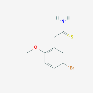 molecular formula C9H10BrNOS B13597079 2-(5-Bromo-2-methoxyphenyl)ethanethioamide 