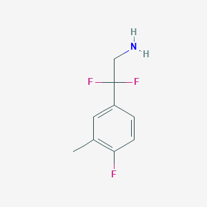 molecular formula C9H10F3N B13597100 2,2-Difluoro-2-(4-fluoro-3-methylphenyl)ethan-1-amine 