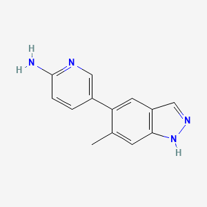 molecular formula C13H12N4 B13597270 5-(6-methyl-1H-indazol-5-yl)pyridin-2-amine 