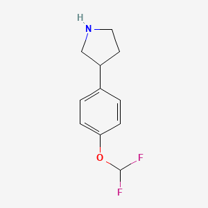 molecular formula C11H13F2NO B13597333 3-(4-(Difluoromethoxy)phenyl)pyrrolidine 