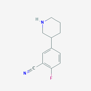 molecular formula C12H13FN2 B13597421 2-Fluoro-5-(3-piperidinyl)benzonitrile CAS No. 1044768-95-7