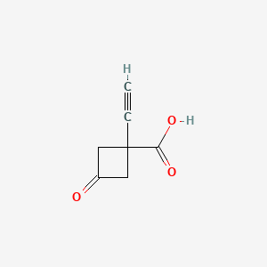 molecular formula C7H6O3 B13597447 1-Ethynyl-3-oxocyclobutane-1-carboxylic acid 