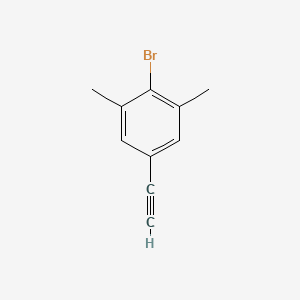 molecular formula C10H9Br B13597480 2-Bromo-5-ethynyl-1,3-dimethylbenzene 