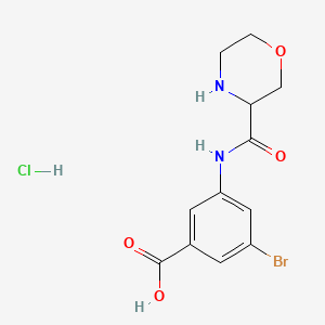 molecular formula C12H14BrClN2O4 B13597559 3-Bromo-5-(morpholine-3-amido)benzoicacidhydrochloride 